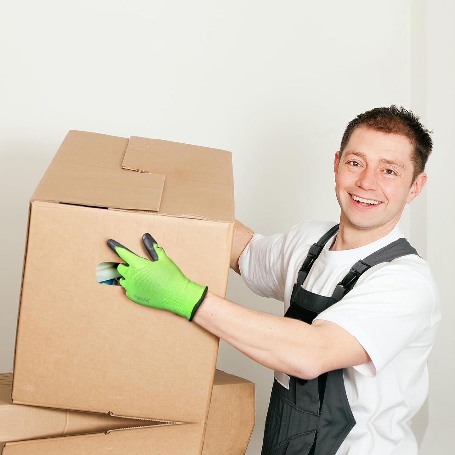 Kebada W1 Work Gloves for Men and Women, PU Coated Safety Gloves with Grip, Touchscreen, Ideal for Warehouse Package Handling, Construction, Gardening, Green Small