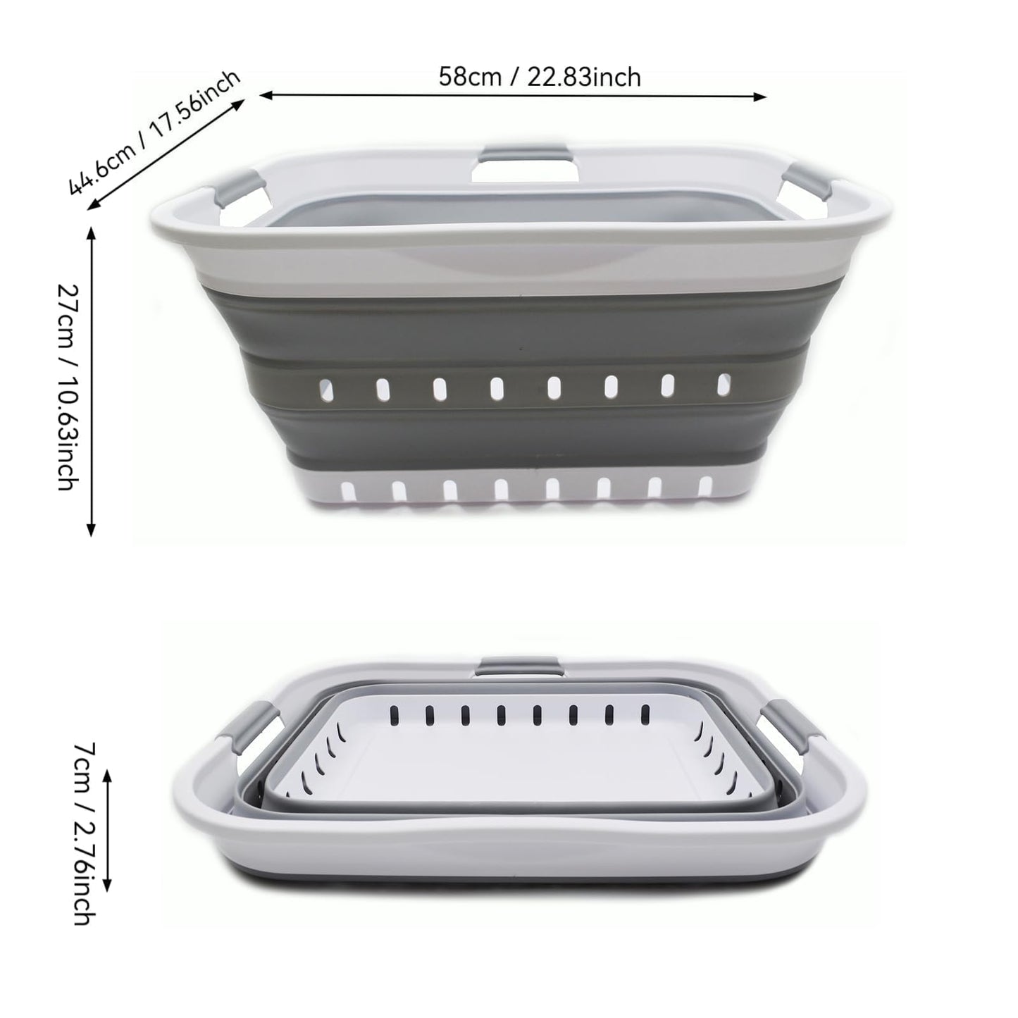 SAMMART 42L (11 gallon) Collapsible Plastic Laundry Basket - Foldable Pop Up Storage
