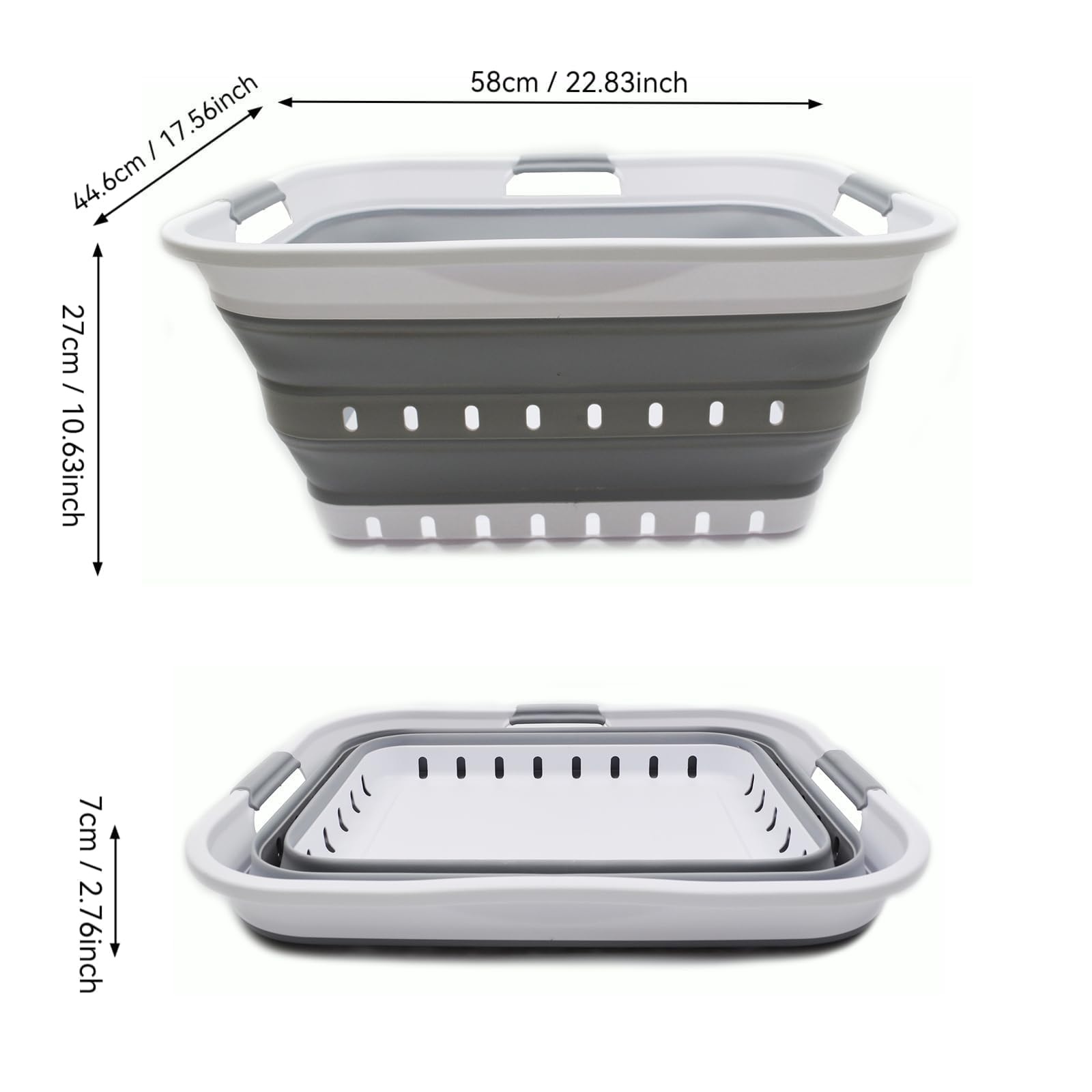 SAMMART 42L (11 gallon) Collapsible Plastic Laundry Basket - Foldable Pop Up Storage
