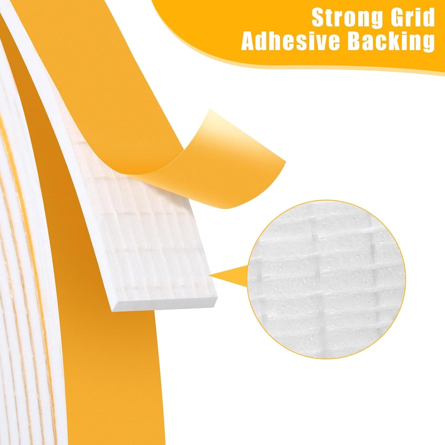 Weather Stripping Door Seal Strip (3/5 Inch X 1/16 Inch X 32Feet), Strong Adhesive, Lightproof, Soundproof, Weatherproof Foam Tape Insulation for Sliding Door, Front Door Frame, Windows- White