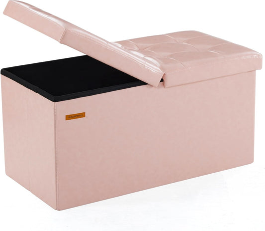 HAUSFRAU - 30 Inches Storage Ottoman Bench with Flipping Lid, Foldable Storage Chest Foot Rest for