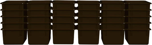 Wood Designs Cubby Storage Bin, Heavy Duty Plastic Containers for Kids Brown Cubby Tray Set of 30