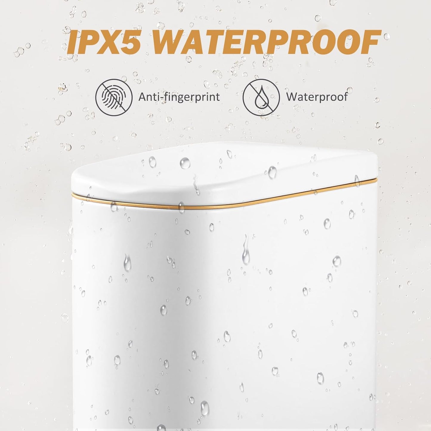 Bathroom Trash Can with Soft-Close Lid 3.5 Gallon Stainless Steel Garbage Can with Removable Inner Bucket Slim Trash Bins for Bedroom, Office(Matte White)