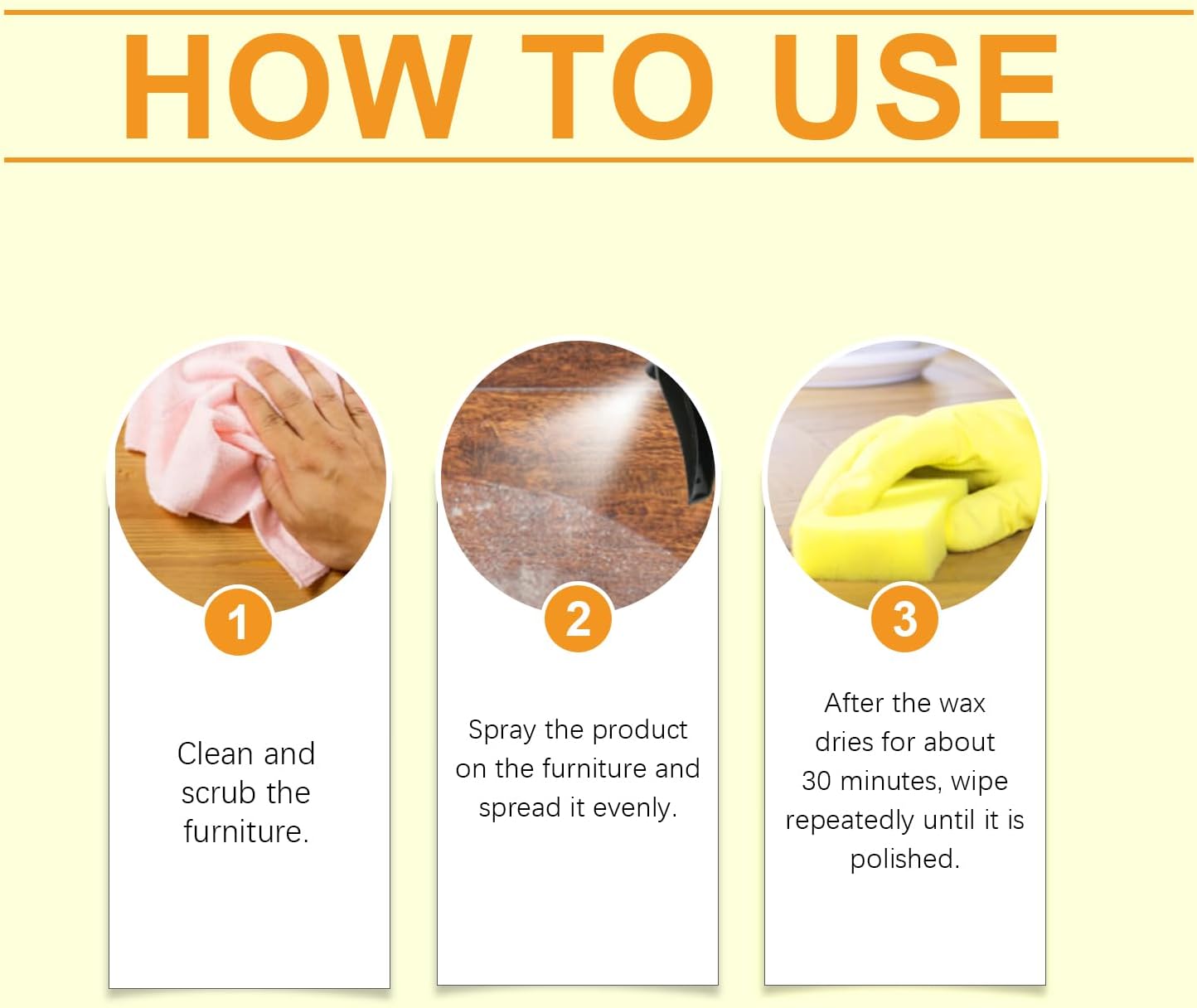 Beeswax Spray Cleaner with Sponge & Towel for Wood Furniture, Natural Beeswax Care For Wood Floors, Furniture, Tables, Cabinets (Lemon*2)