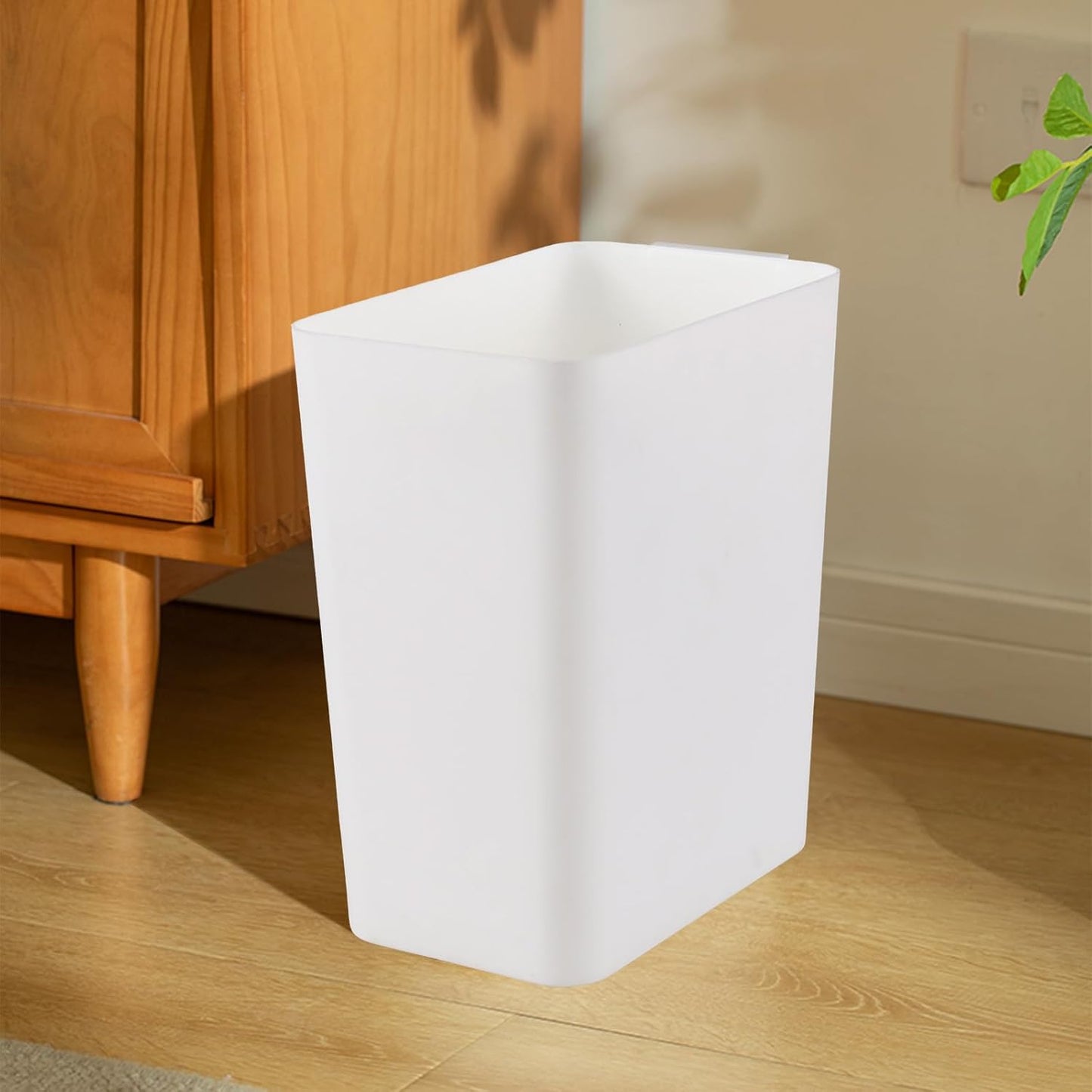 4.5 Gallon Plastic Wastebasket, Set of 3 Durable Open Top Garbage Can, Slim Trash Container Bin, White