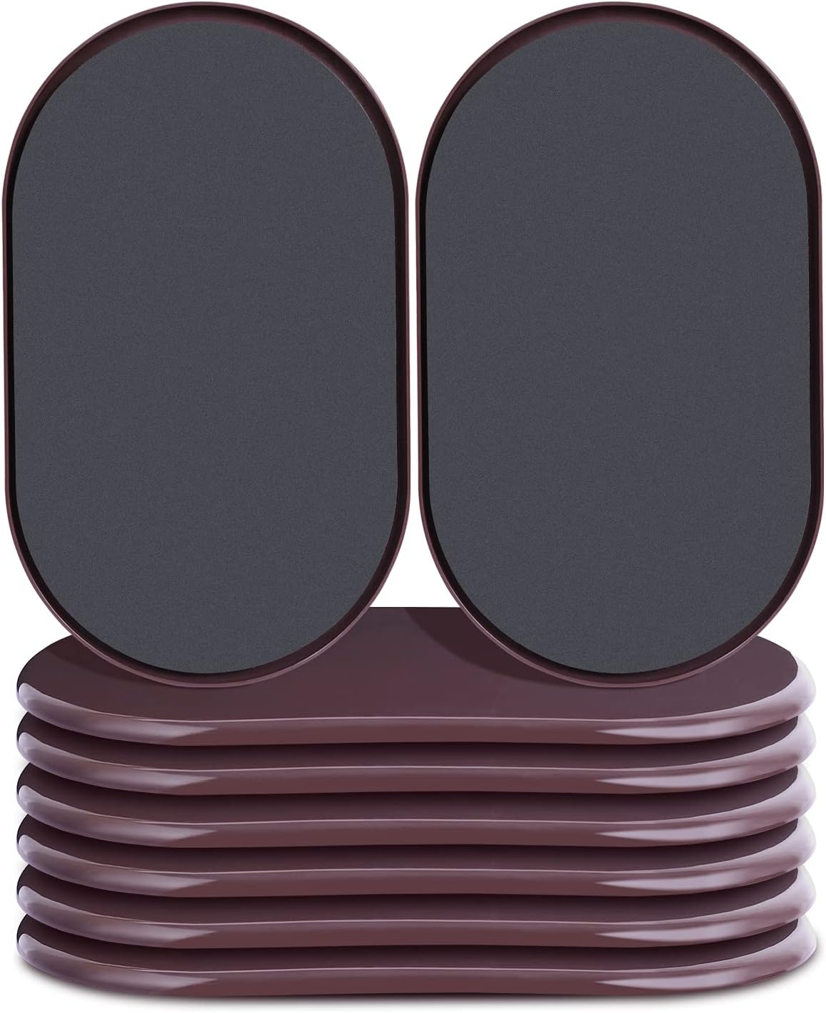 Reusable Large Furniture Sliders for Carpet, Furniture Movers Sliders, Carpet Movers Oval Heavy Duty Sofa Bed Table Desk Movers for Carpet –Quickly and Easily Move Any Item, Brown (8 Pack)