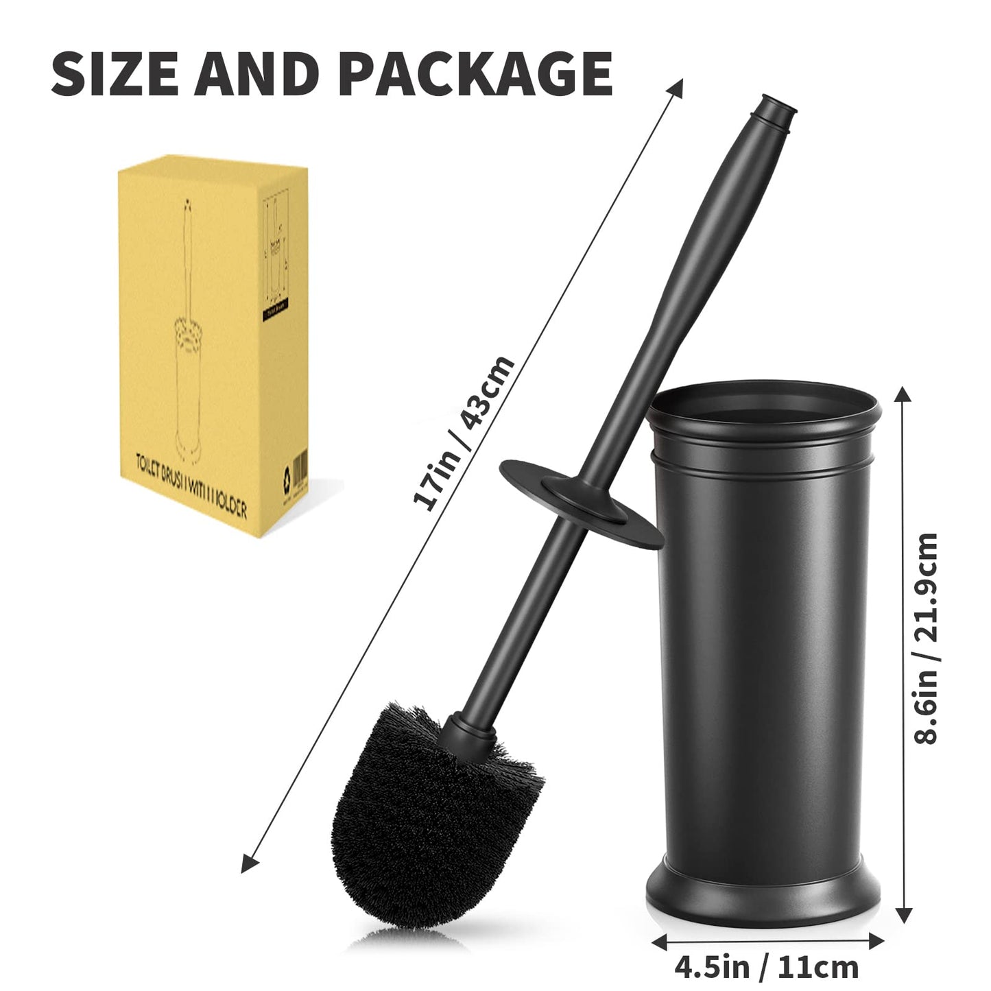 UPTRONIC Toilet Brush, Toilet Bowl Brush with Extra Long Handle Durable Bristles Toilet Scrubber