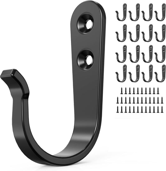 15PCS Wall Hooks for Hanging - Heavy Duty Coat Hooks for Wall, Coats, Backpacks - Black Metal Hooks