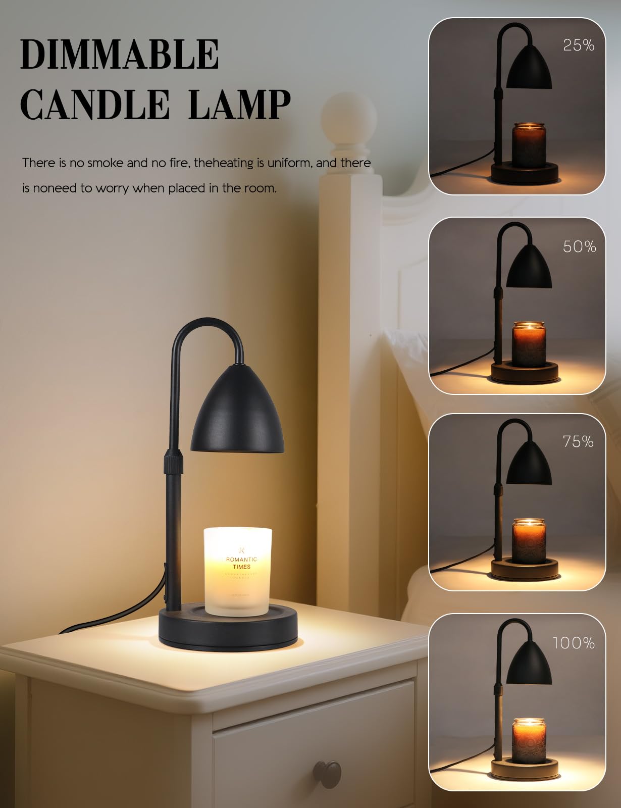 Candle Warmer Lamp with Timer Dimmable, Lamp Candle Warmer Birthday Gifts for Women, Black