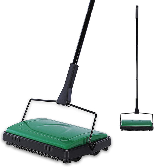 Yocada Carpet Sweeper Cleaner for Home Office Low Carpets Rugs Undercoat Carpets Pet Hair Dust Scraps Paper Small Rubbish Cleaning with a Brush Green