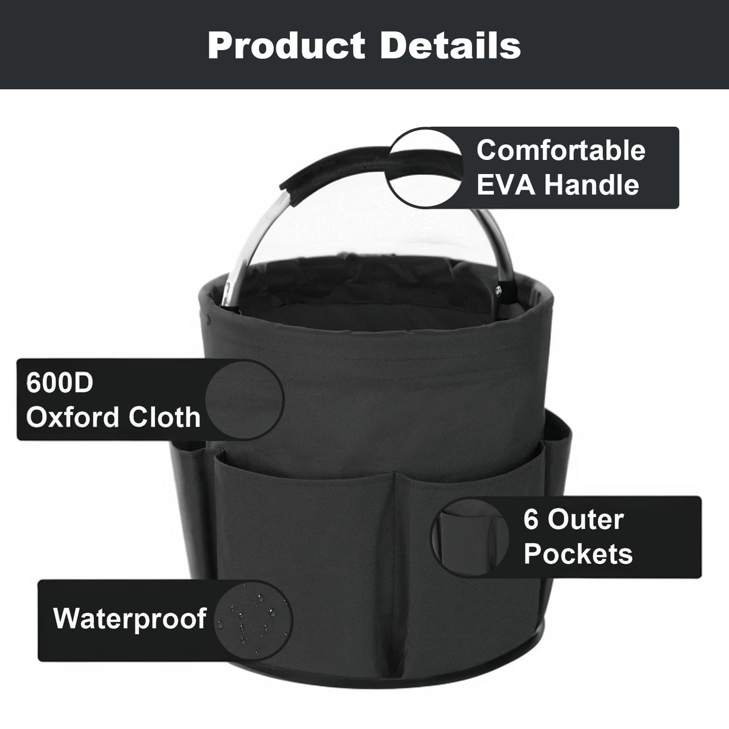 Bototack Cleaning Caddy with Handle, Cleaning Products Organiser, 17L Foldable Storage Basket