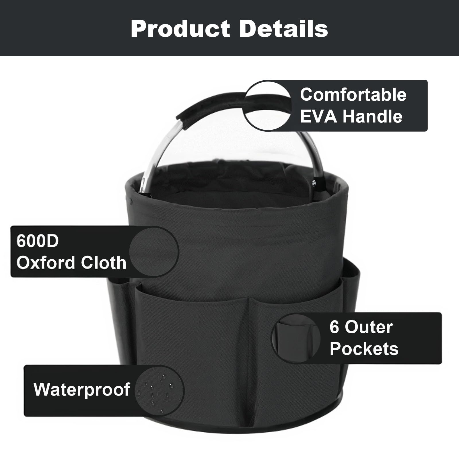 Bototack Cleaning Caddy with Handle, Cleaning Products Organiser, 17L Foldable Storage Basket