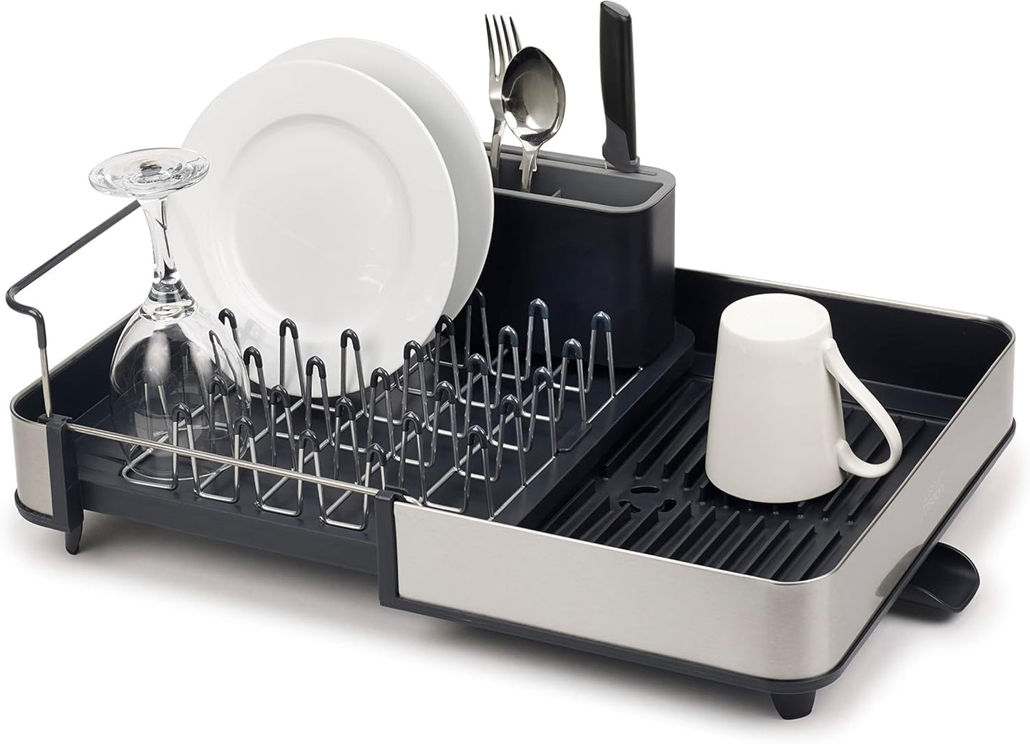 Joseph Joseph Extendable Dish Drying Rack with Dual Parts - Stainless Steel, Non-Scratch, Movable