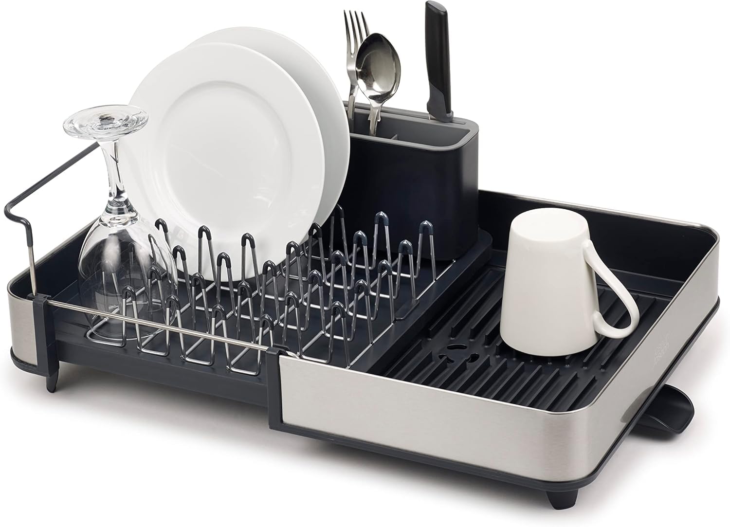 Joseph Joseph Extendable Dish Drying Rack with Dual Parts - Stainless Steel, Non-Scratch, Movable