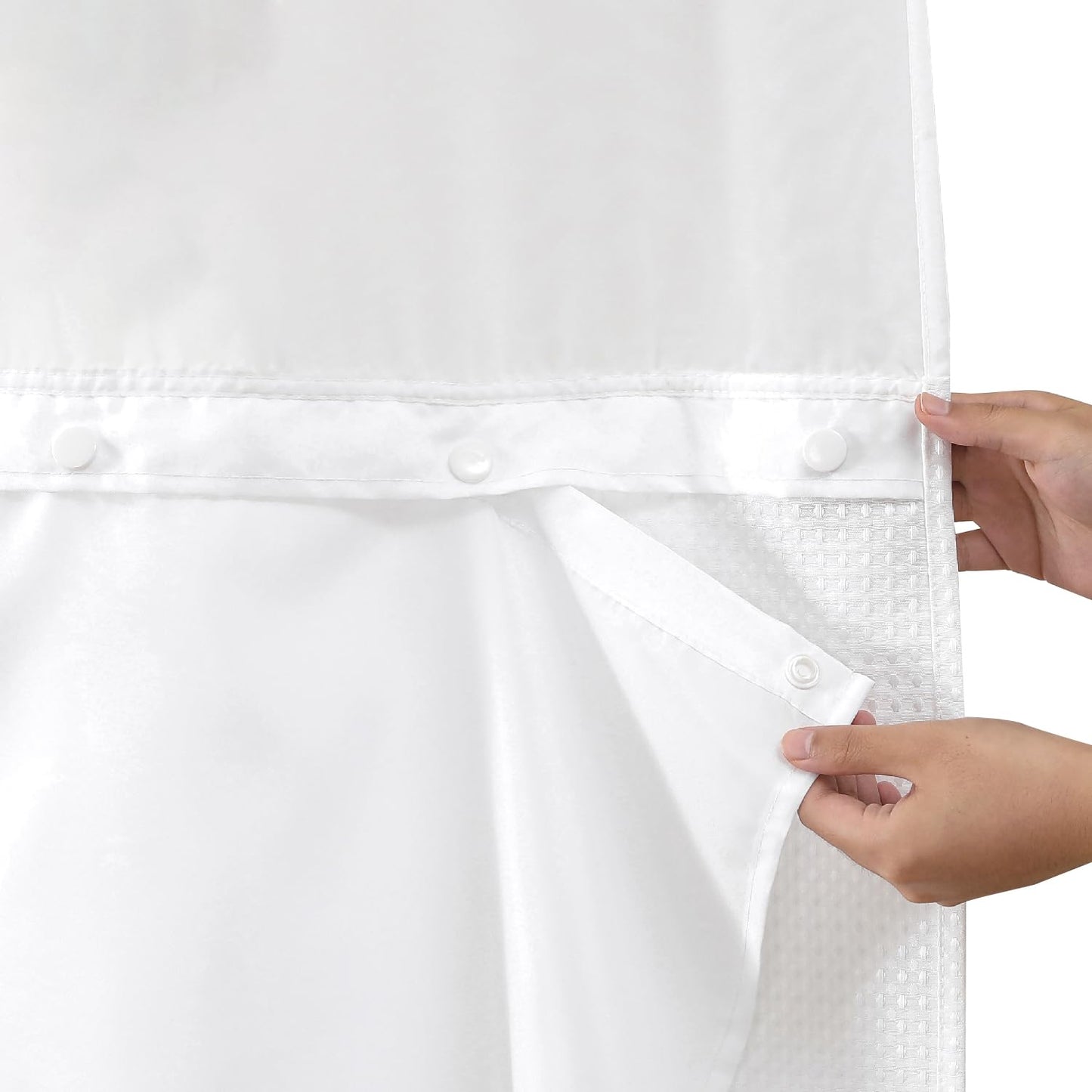 eachope 1 Pack Fabric Snap-in Shower Curtain Liner Replacement,Compatible with No Hook Shower