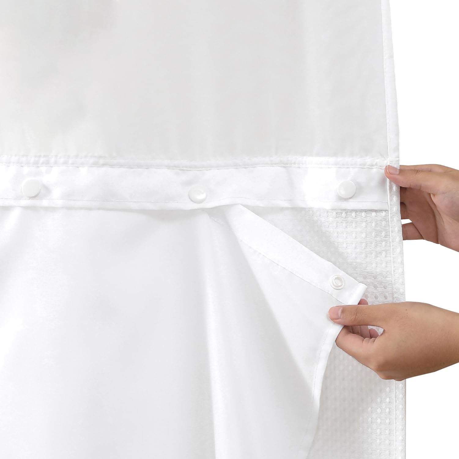 eachope 1 Pack Fabric Snap-in Shower Curtain Liner Replacement,Compatible with No Hook Shower
