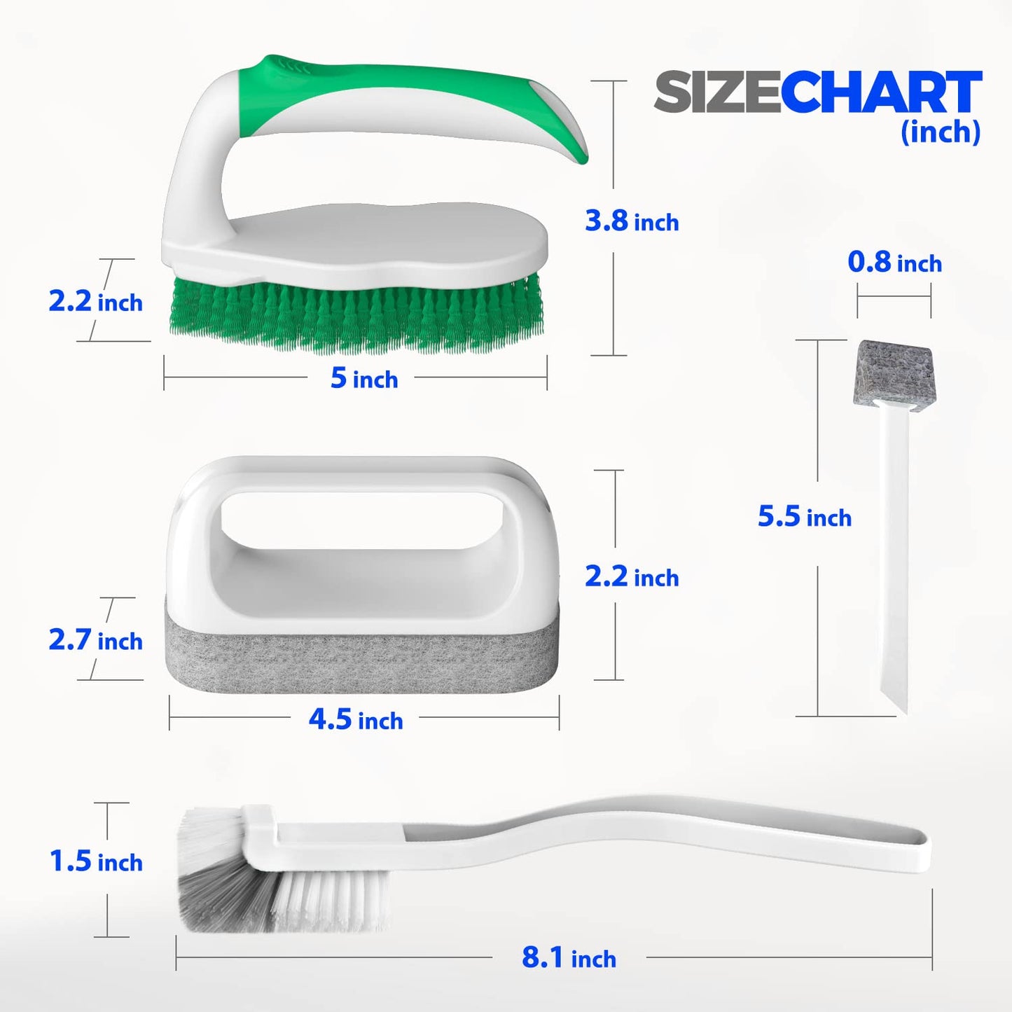 Holikme 7 Pack Cleaning Brush Scrub Brush Kitchen Brush for Floor,Green