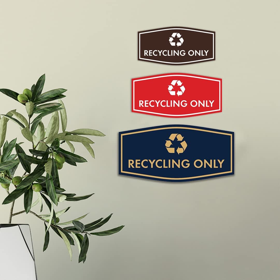 Fancy Recycling Only Sign (Ivory/Dark Brown) - Medium