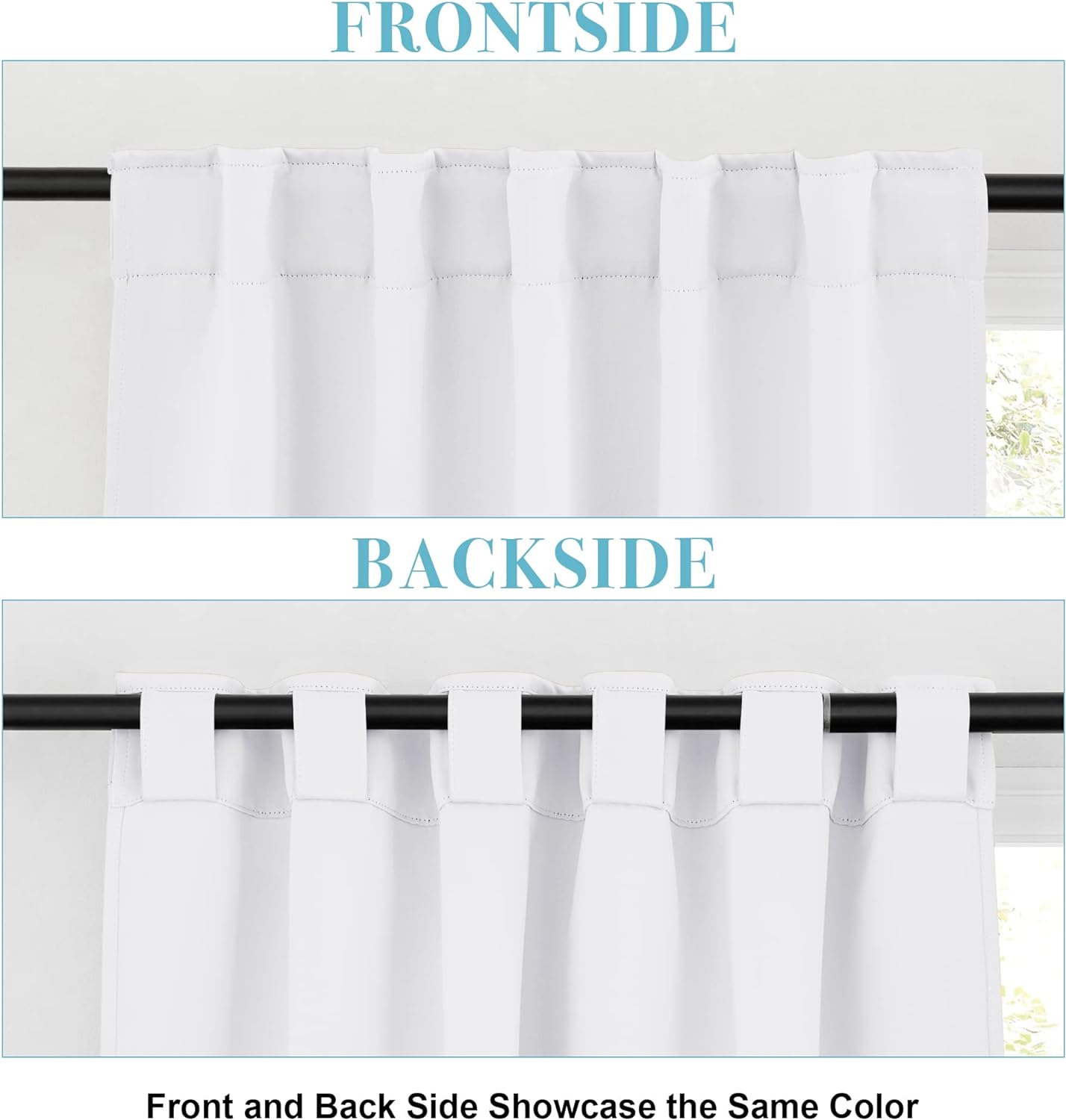 RYB HOME Small Window Curtains Blackout, Privacy Thermal Insulating Drapes for Bedroom Bathroom Basement Cafe Classroom Window Decor, W 34 x L 45 inches, Pure White, 2 Panels