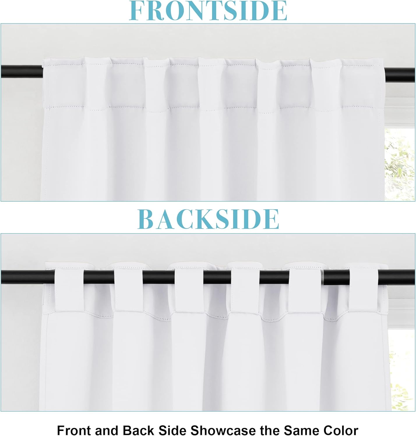 RYB HOME White Curtains Drapes - Room Darkening Window Curtains Thermal Insulated Bedroom Half Blackout Drapes for Living Room Kids Nursery, 42 x 45 inches Long, Pure White, 1 Pair