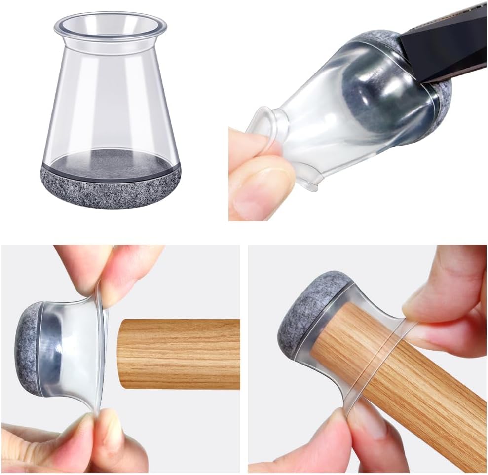 BUMACO Chair Leg Floor Protectors Chair Leg Protectors for Hardwood Floors Silicone Pads Covers to Protect Floors Clear-20 Pcs Universal XS (8/16"-15/16")