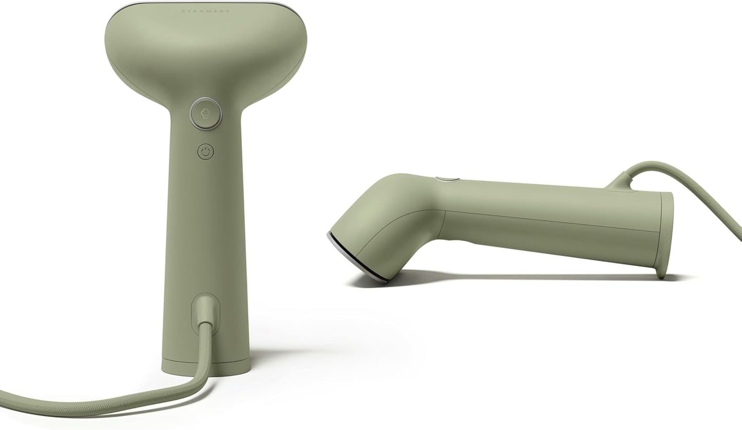 Steamery Handheld Clothes Steamer Cirrus 3, 1200W, US Plug, Heated Ironing Plate, Fast Heat Up, Garment Wrinkle Remover, Green