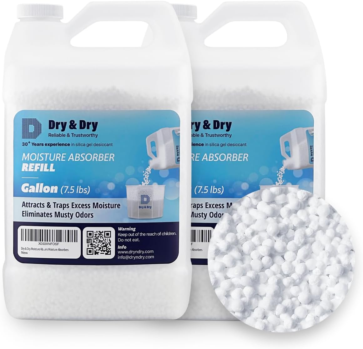 Dry & Dry Moisture Absorbers Refill Beads (15 LBS) - Dehumidifiers for Home Dehumidifier for Basement Dehumidifiers for Bedroom Small Dehumidifiers, Moisture Absorber Refill, Fragrance Free