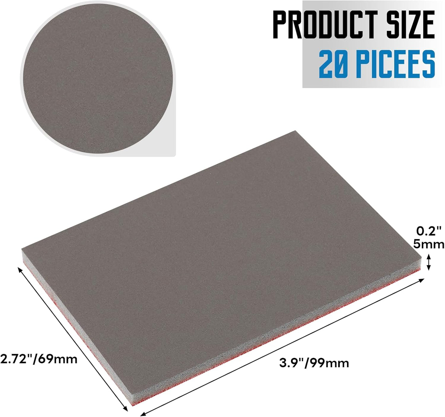 20 Pack 2000 Grit Sanding Sponge, 3 x 4 Inch Soft Foam Sanding Block Wet Dry Sanding Pads, Washable Sandpaper Sponge Drywall Sand Block for Wood, Metal, Furniture Polishing (2000 Grit)