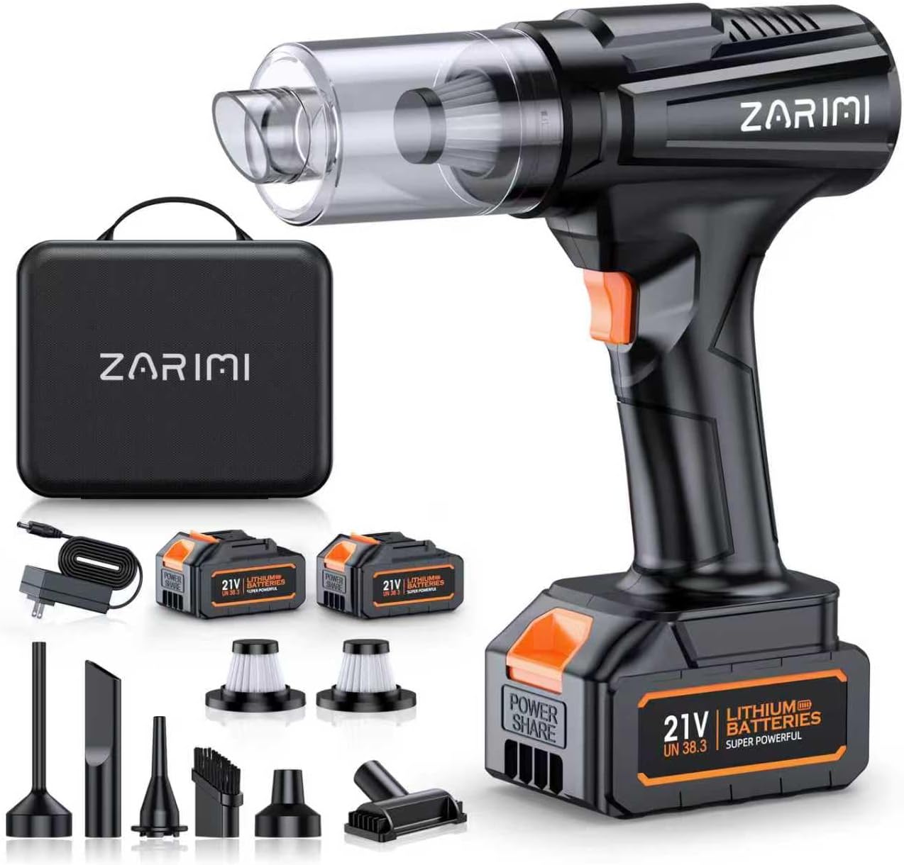 Cordless Handheld Car Vacuum Cleaner, 50,000Pa High-Power Rechargeable Dust Buster with 2 Batteries & Charger, 6-in-1 Portable Vacuum Cleaners for Home, Car, Pet Hair, Keyboard, Black