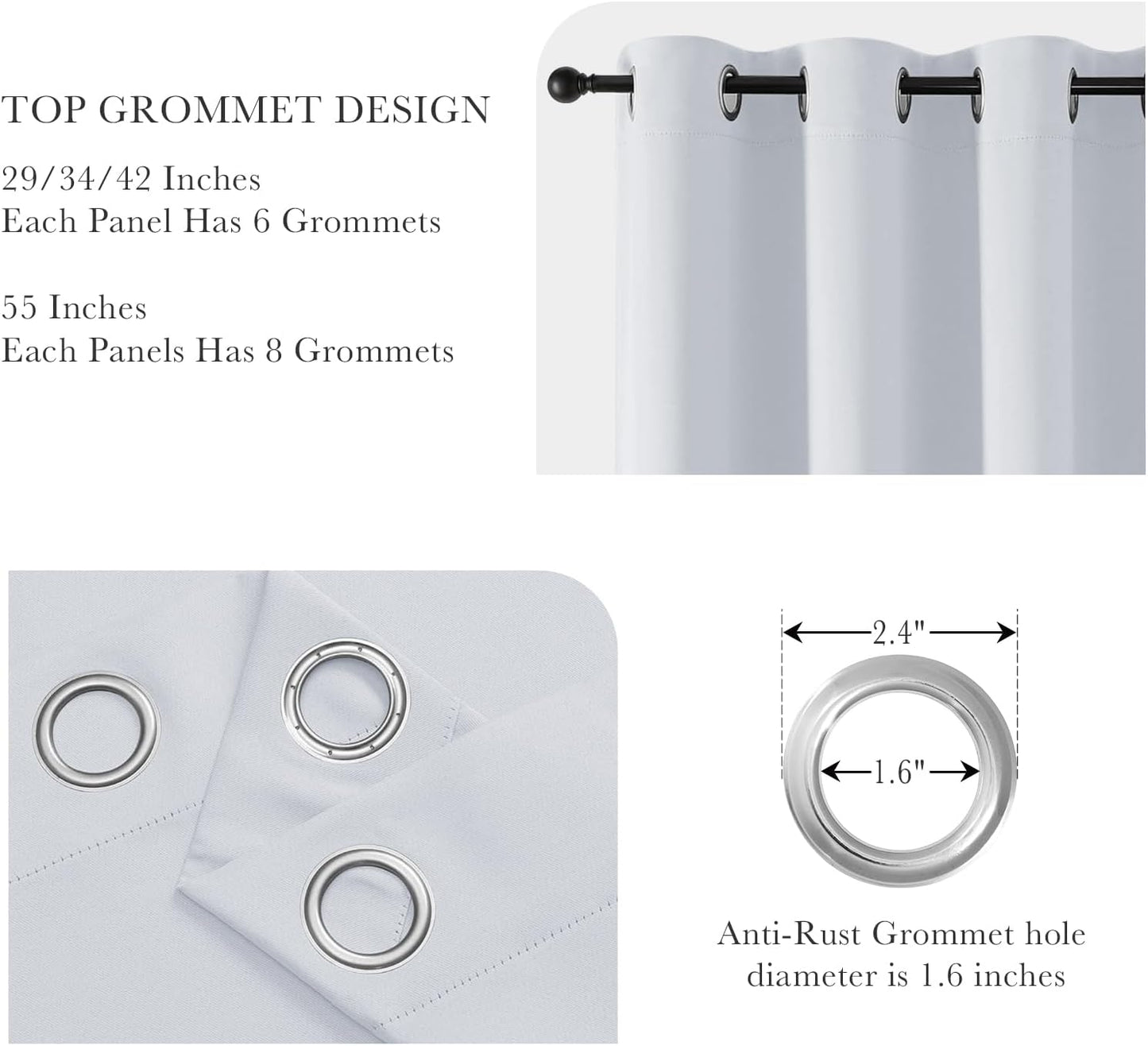 PONY DANCE Greyish White Room Darkening Kitchen Curtains 2 Panels Set,Thermal Insulated Small Window Treatment Heavy Duty Privacy Tiers for Laundry Bedroom Bathroom(2 Panels, W 42 x L 36 inches)