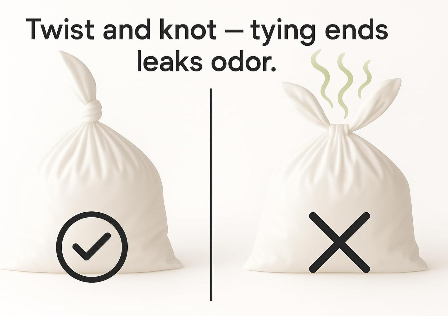 BOS, Odor-Sealing Dirty Diaper Trash Bags - Disposable Bags - Scent & Smell Free (Color: Cream Yellow) (Pack of 1)