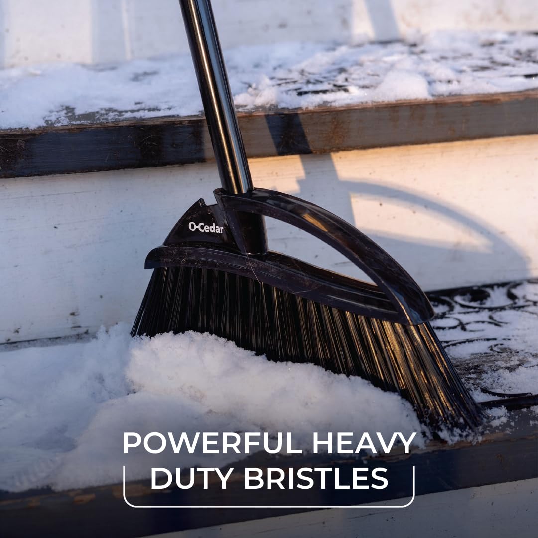 O-Cedar Strong Sweep Broom and Dustpan Set with Detail Brush | Indoor Outdoor Heavy Duty Stiff