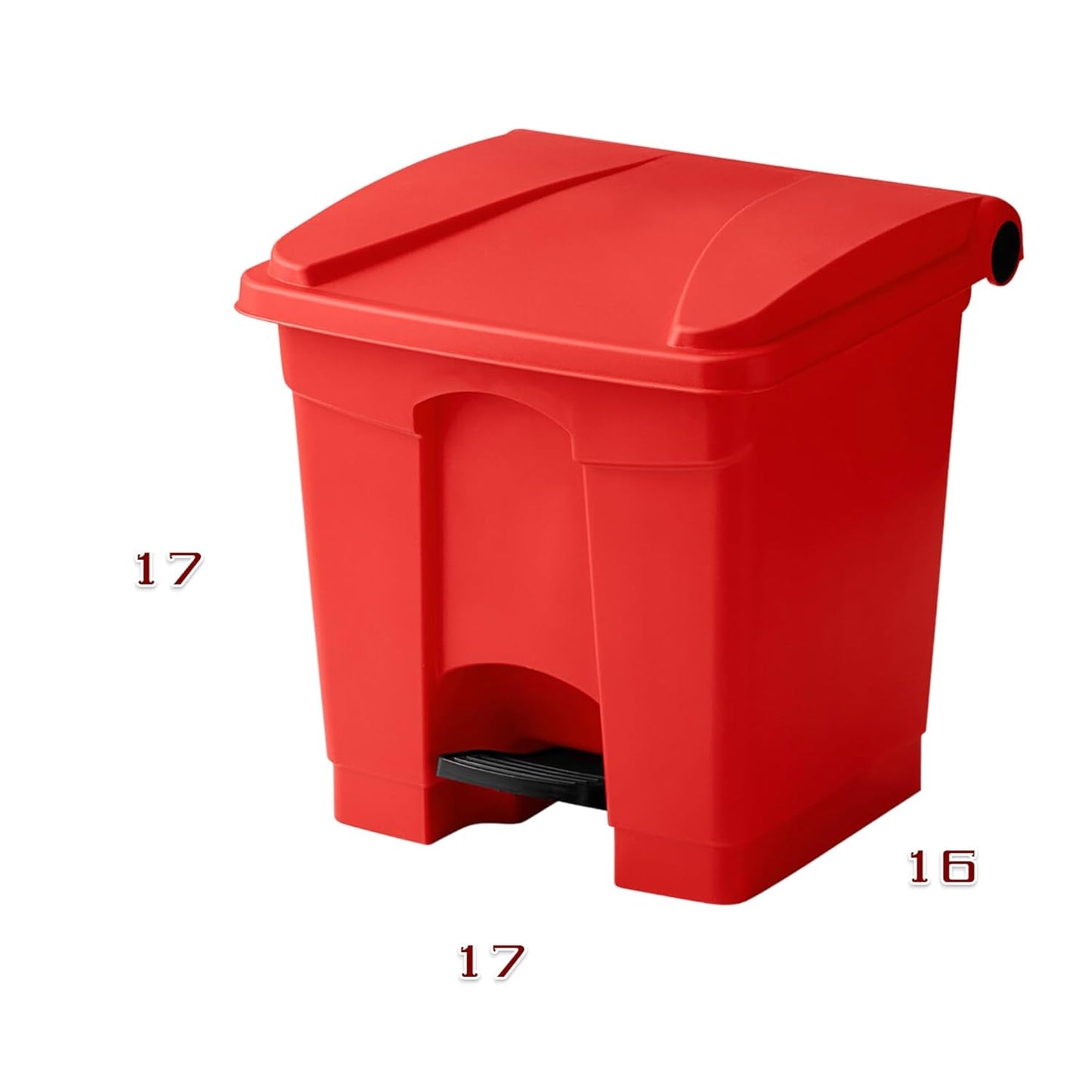 PRO&Family Step-On Trash Can with Lid, Plastic Waste Bin, Foot Pedal Operation (Red, 8 Gallon)