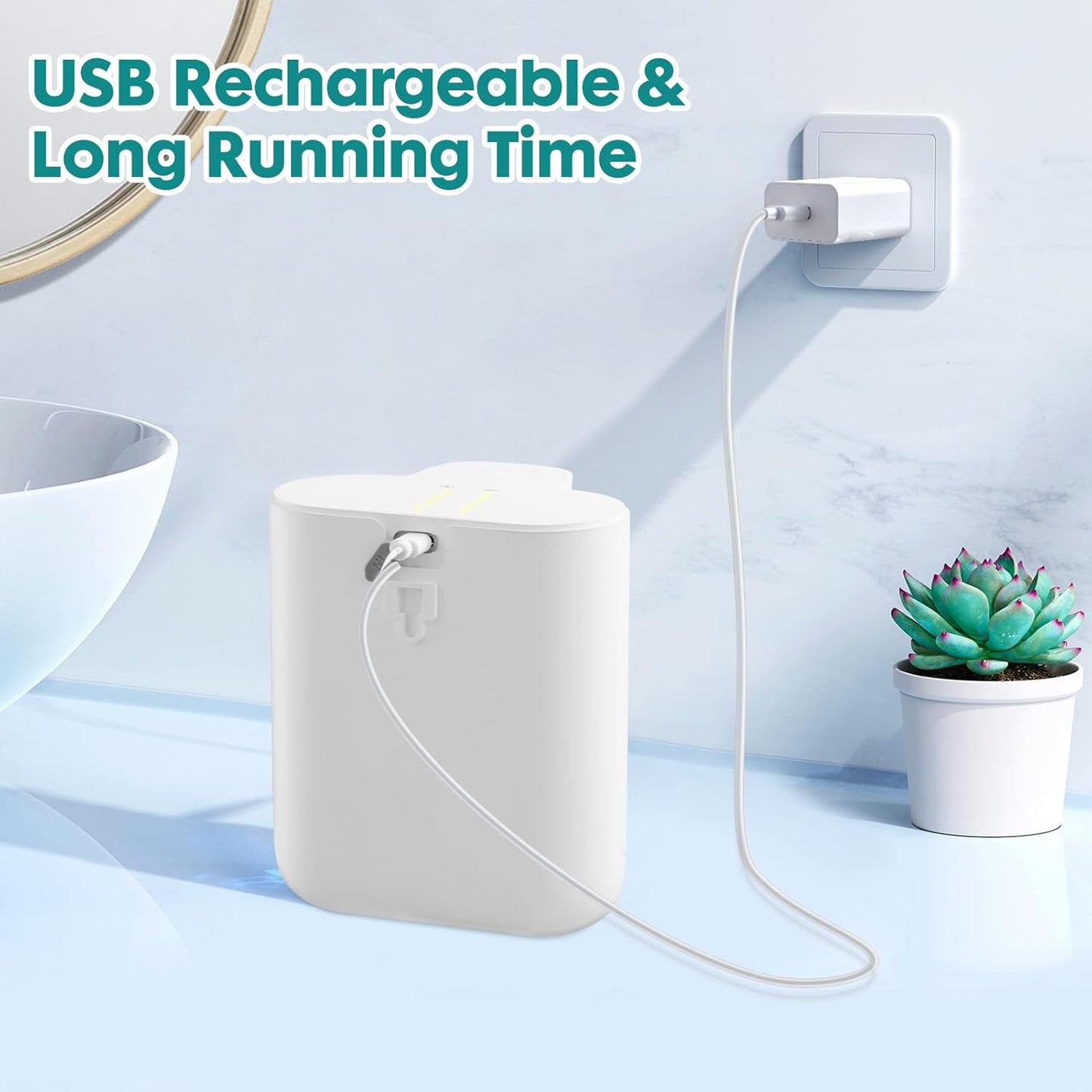 Automatic Soap Dispenser, 17oz/500ML Large Capacity Touchless Foaming Hand Soap Dispenser with 4 Foam Adjustments, Rechargeable for Kitchen, Bathroom, Wall Mount or Countertop Use (White)