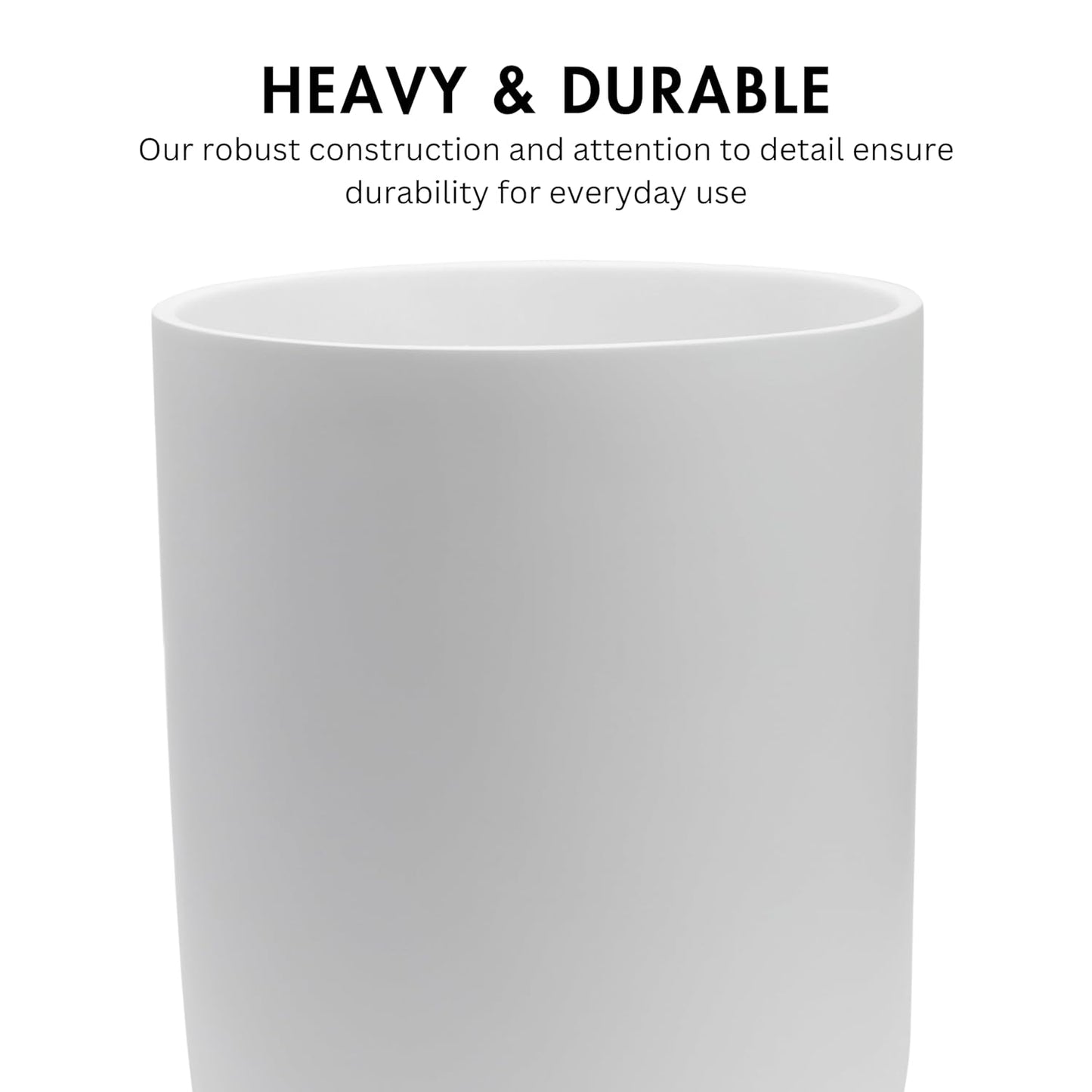 Matte White Round Compact Trash Can Mini, 2 Gallons / 7.5L Garbage Bin, Tiny Wastebasket for Bathrooms, Office, Under Desk, Bedroom, Laundry Room, Kitchen, Kids Room, and Dorm