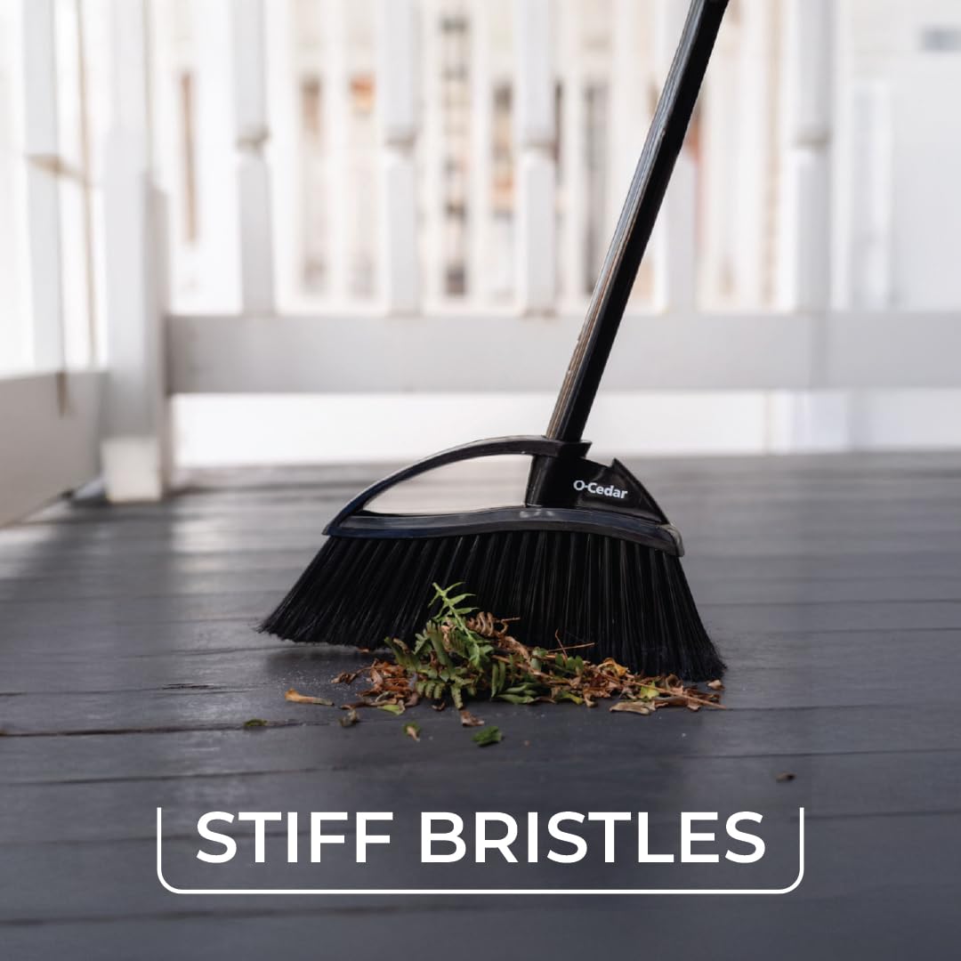 O-Cedar Strong Sweep Broom and Dustpan Set with Detail Brush | Indoor Outdoor Heavy Duty Stiff