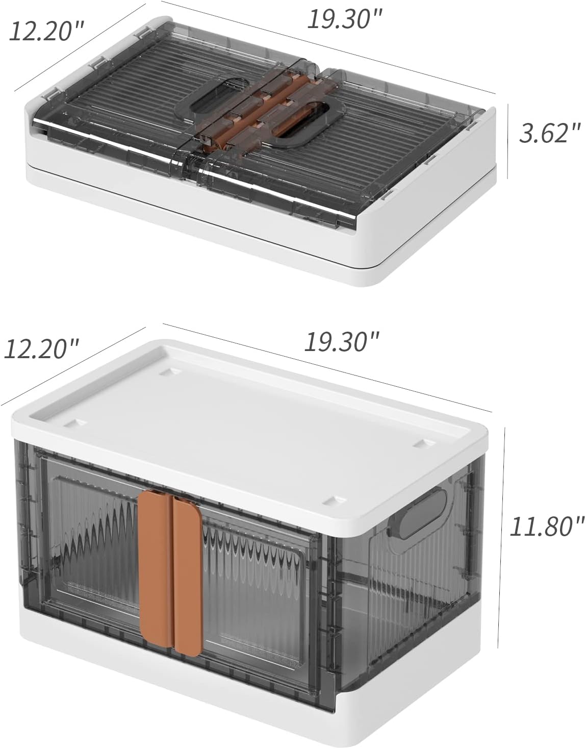 HAIXIN Storage Bins with Lids, Collapsible and Stackable Storage Bins, Plastic Closet Organizer, 8.4 Gal Folding Storage Box, Containers for Organizing with Door, 1 Pack