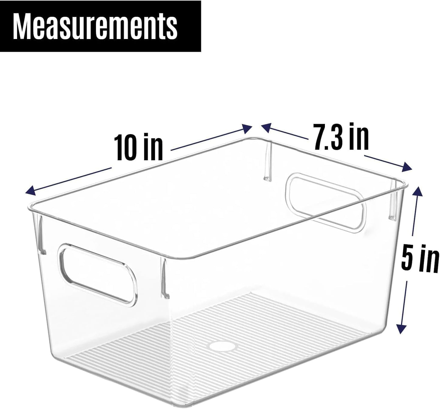Clear Plastic Storage Bins, Pantry Organizers and Storage Containers Fridge Organizer Bins for Organizing Kitchen Cabinet Organizer Bin Bathroom Freezer Refrigerator Organization