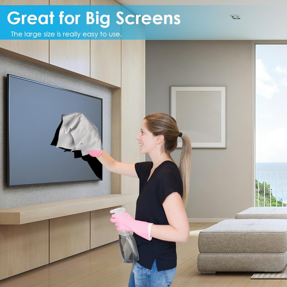 6PCS Large Eyeglass Cleaning Cloths, 12 x12 inches Glasses Cleaner, Individually Wrapped, Premium Microfiber Cleaning Cloth for Glasses, TV, Laptop Screens and Lens, Easier to Grip and Use