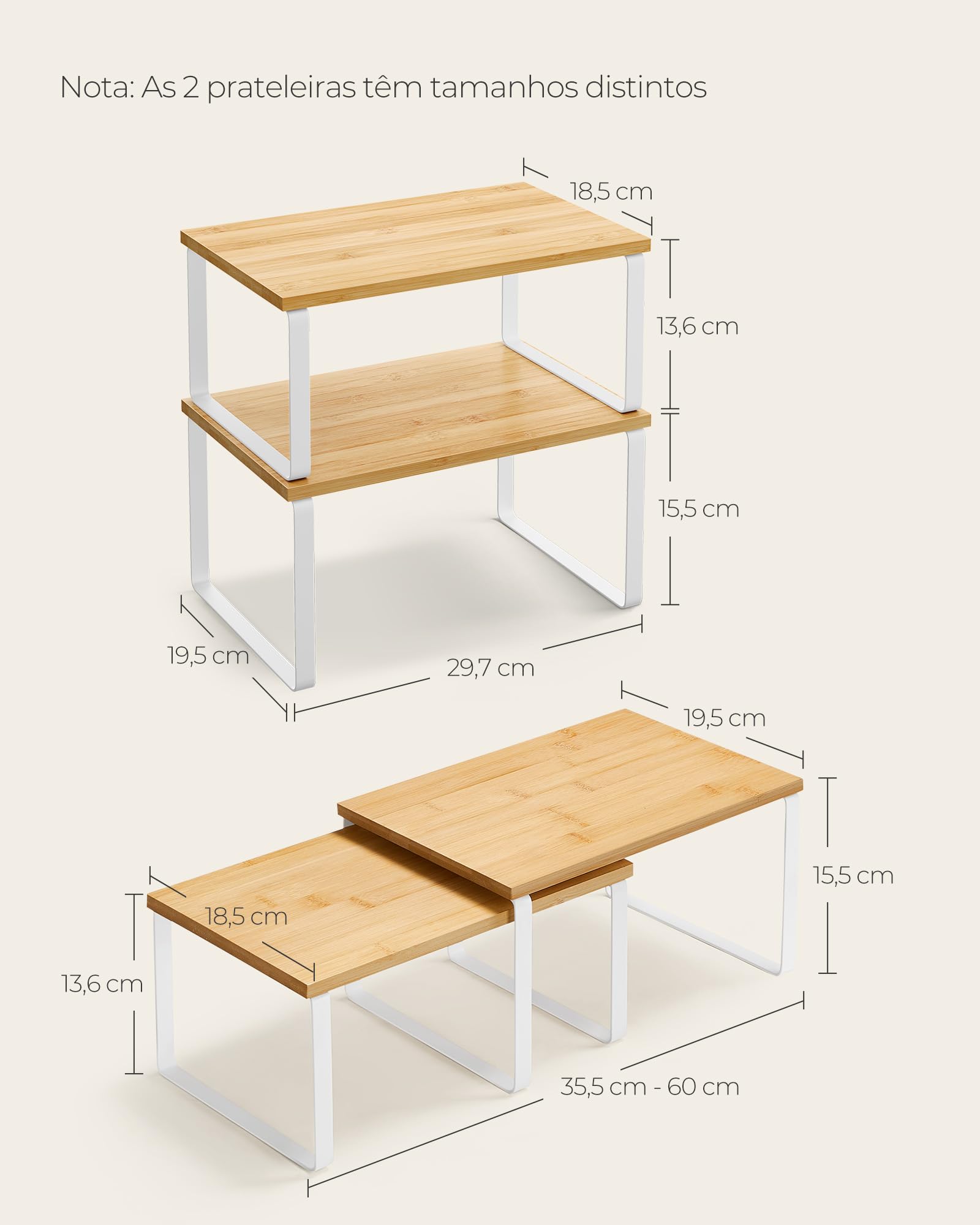 SONGMICS Cabinet Organizer Shelf, Set of 2 Kitchen Counter Shelves, Kitchen Storage, Spice Rack