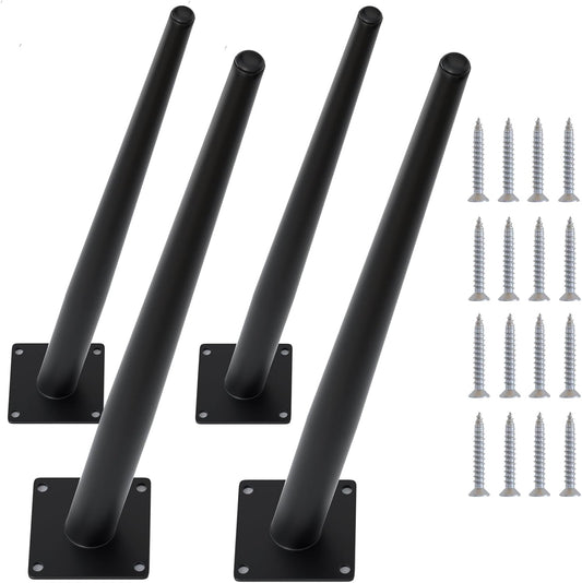 4PCS 16 Inch Matte Black Tapered Angled Legs for Furniture, Metal Mid Century Mordern Feet, Heavy