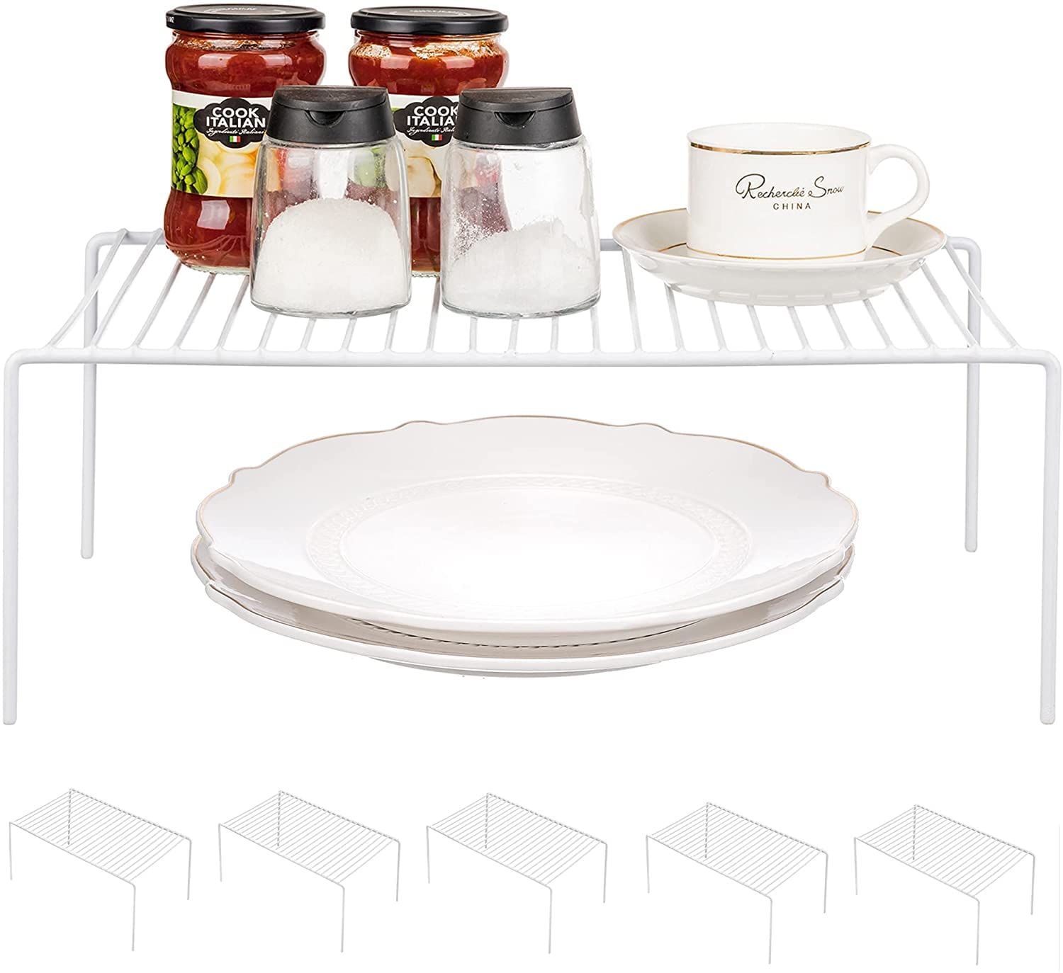GEDLIRE Kitchen Cabinet Shelf Organizer Set of 6, Medium (13 x 9.4 inch) Metal Wire Pantry Storage