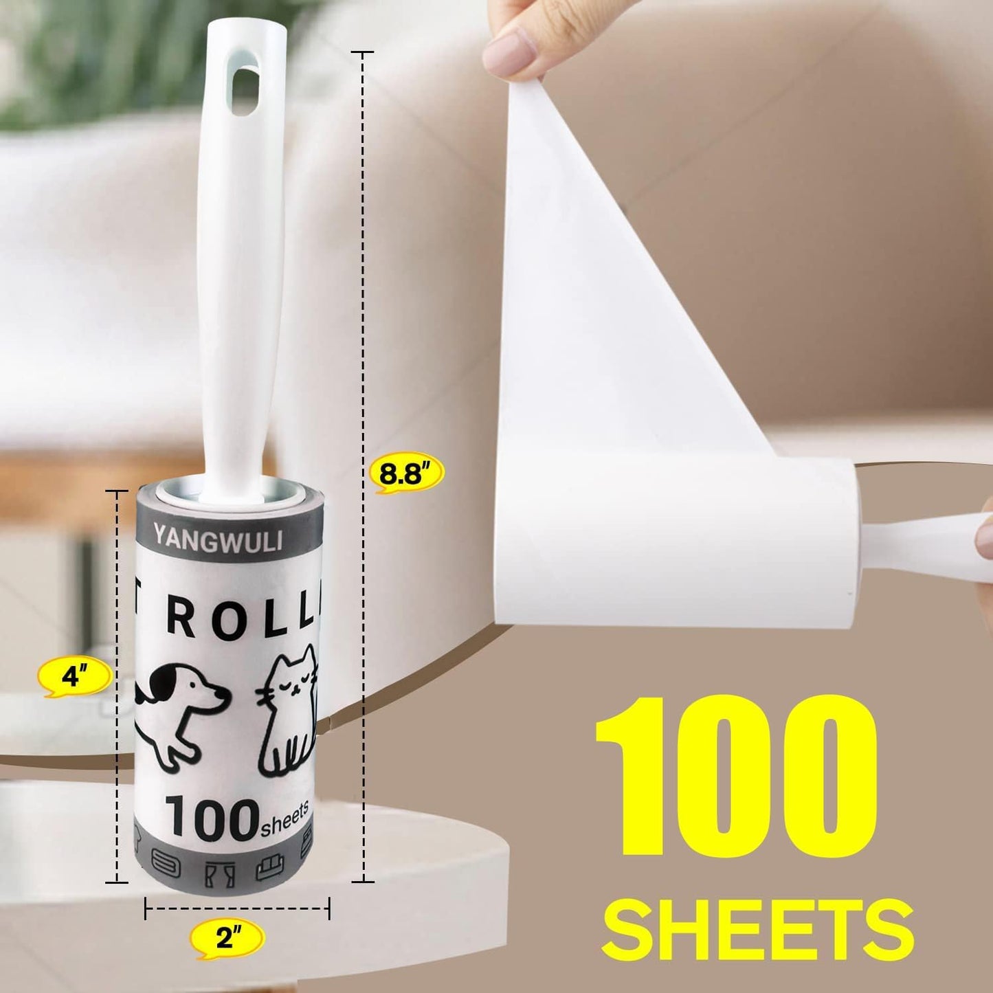 Lint Rollers for Pet Hair Extra Sticky, 400 Sheets Mega Value ，Clothing Hair Remover, Dog and Cat Hair Remover, Sofa Hair Roller, Hair Remover for Clothes, Furniture, and Carpets