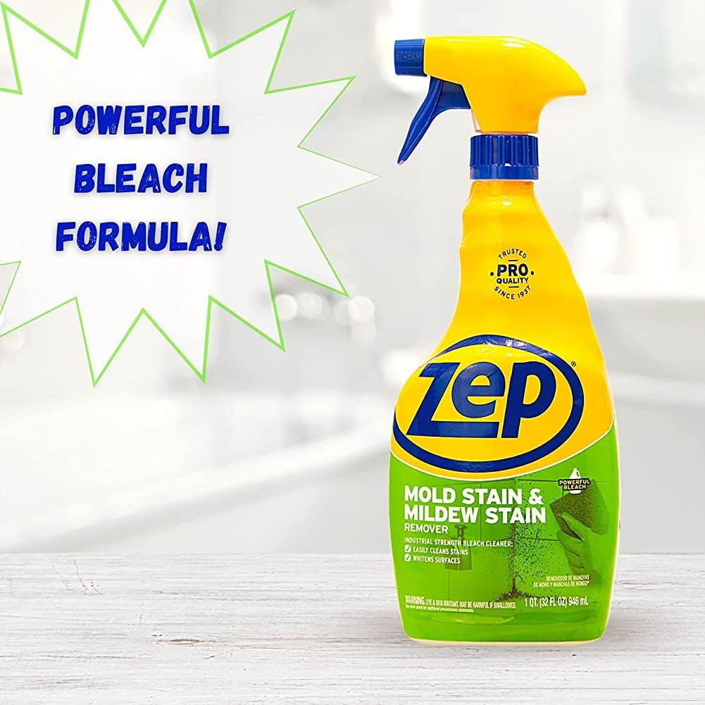 Zep Mold Stain and Mildew Stain Remover - 32 oz (Pack of 4) ZUMILDEW32 - Professional Strength No Scrub Formula
