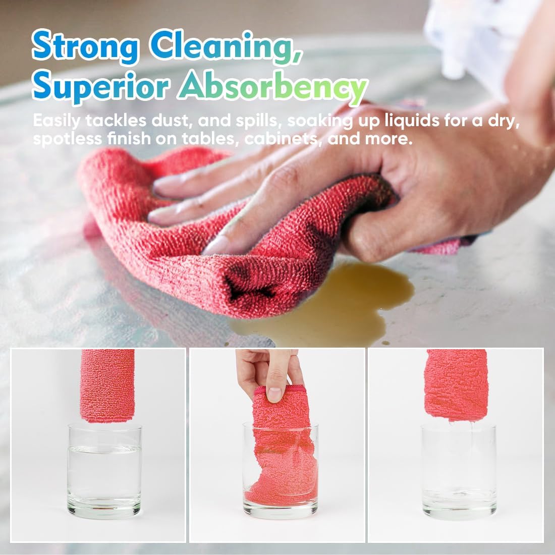 HOMEXCEL Red Microfiber Cleaning Cloth 12 Pack, 12.5 x 12.5 inch Microfiber Towels for Cars, Ultra Absorbent Car Washing Cloth, Lint Free Streak Free Cleaning Rags for Car, Kitchen, and Window