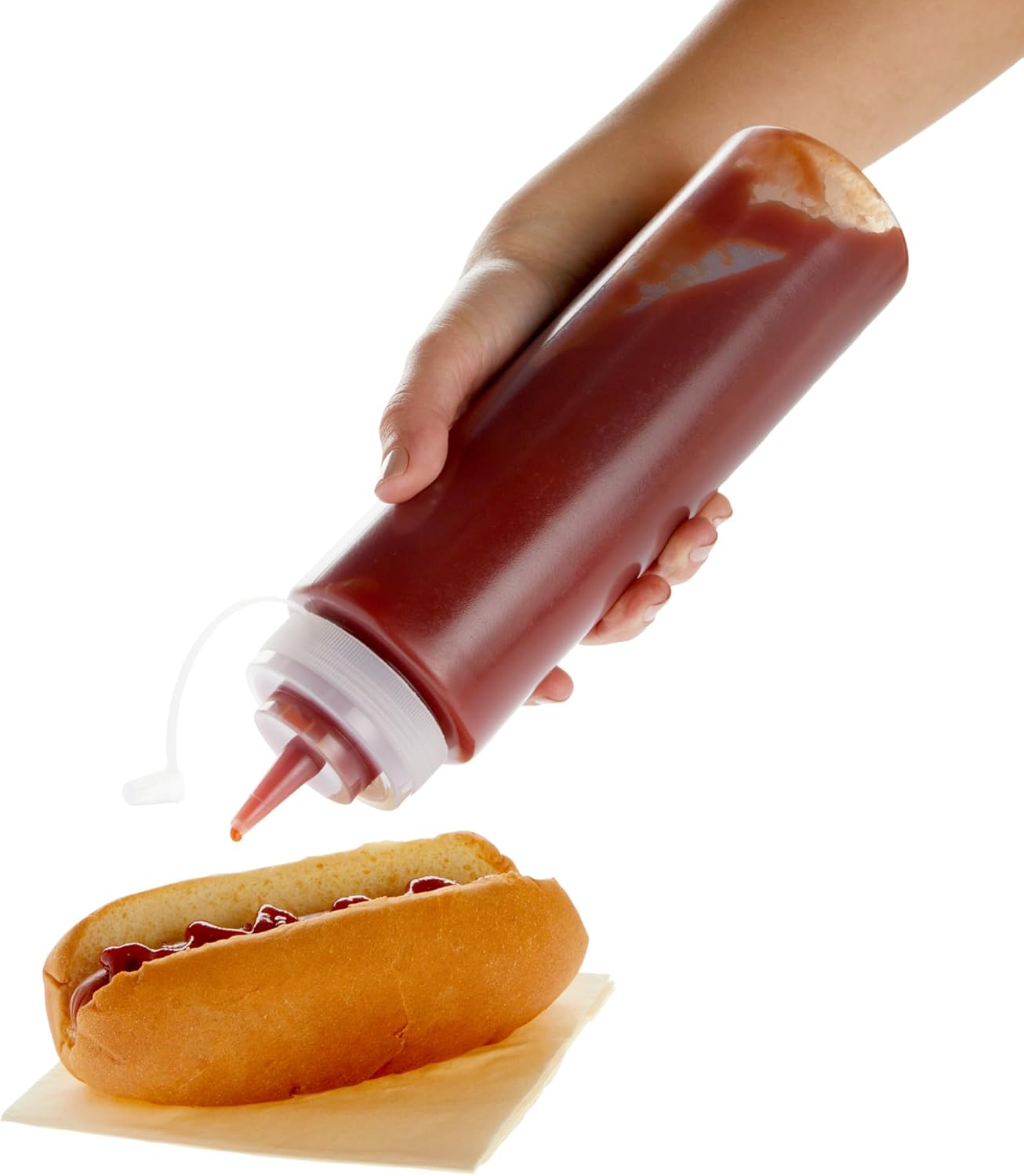 Stockroom Plus Condiment Squeeze Bottles - 24 oz, Clear, 6-Pack - Plastic Squeeze Bottle Set for Sauces & Condiments with Squirt Caps - Leak-Proof Reusable Sauce Containers