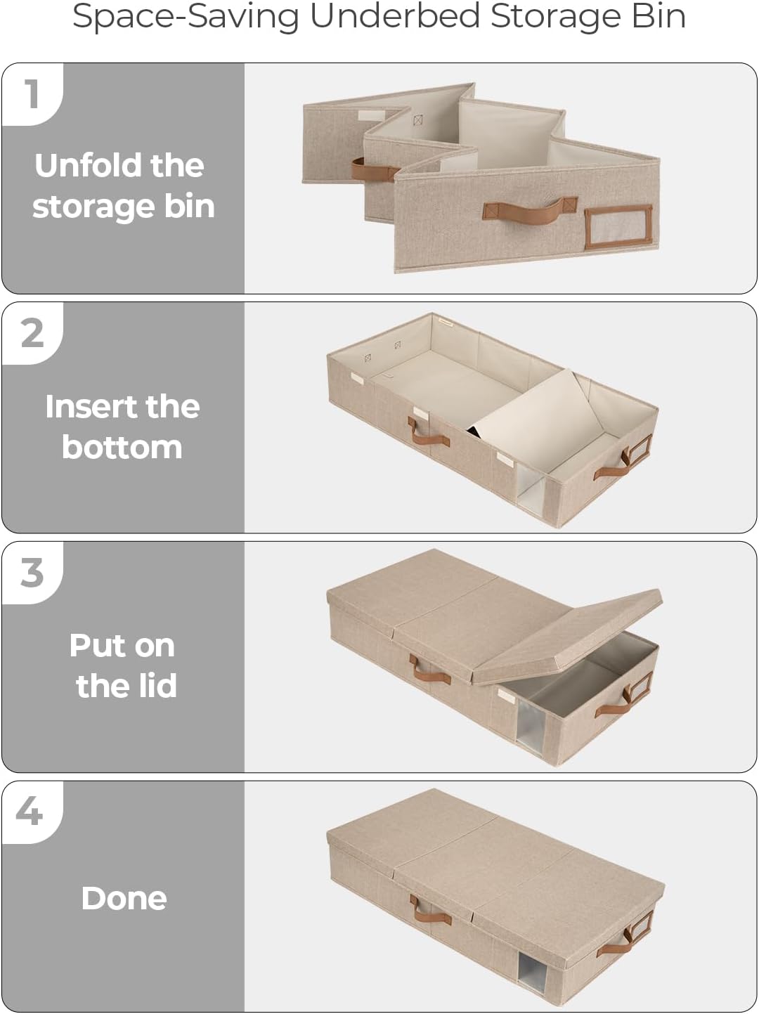 StorageWorks 2-Pack Large Under Bed Storage Bins with Lids, Underbed Storage Containers with Handles and Label Holder, Closet Organizer for Clothes, Blankets, Sweater