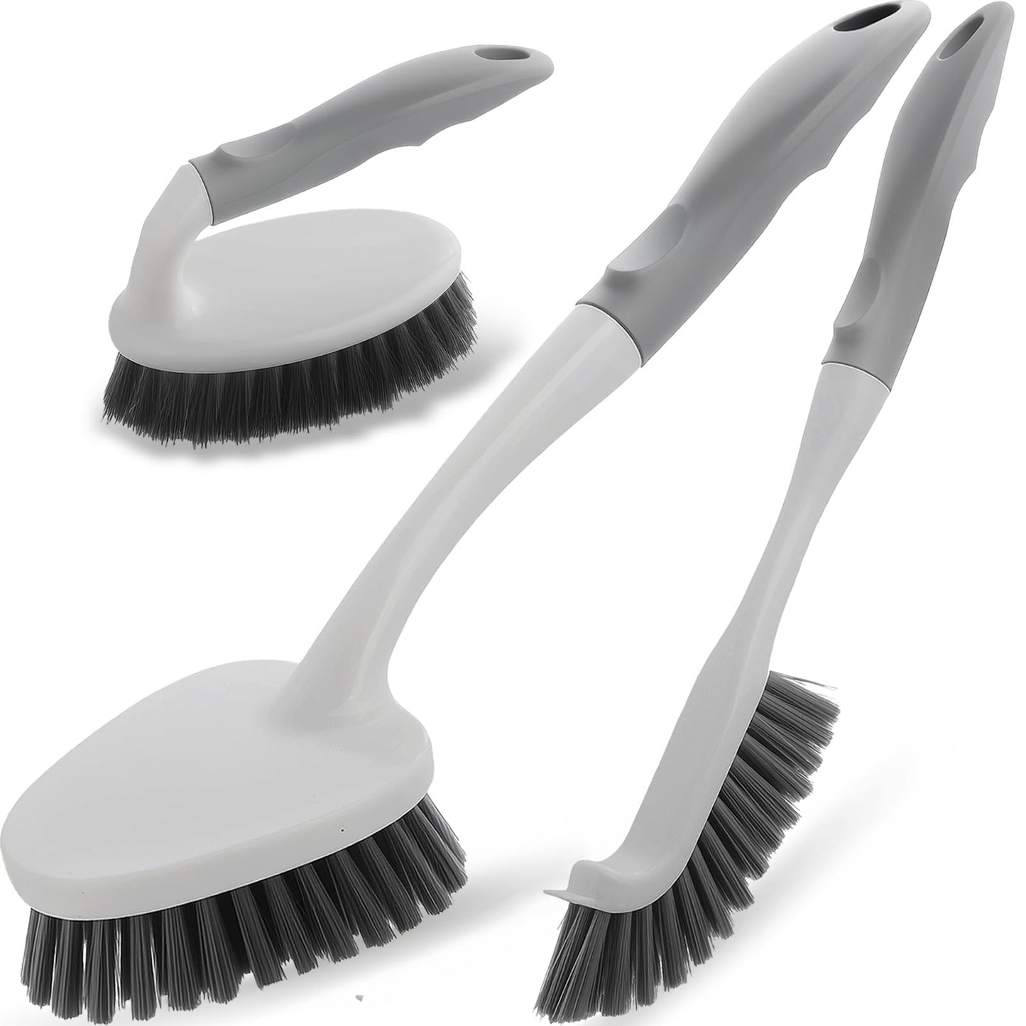 3 Pack Heavy Duty Scrub Brush Set for Household Use, Long Scrub Brush, Handheld Scrub Brush, and