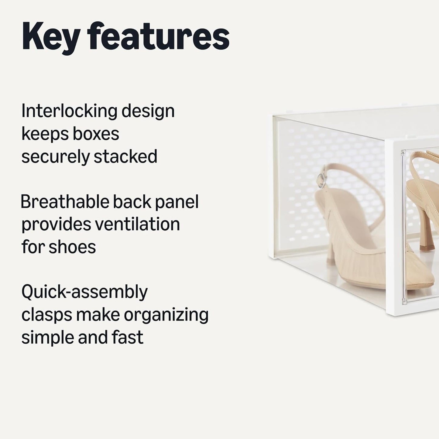 Amazon Basics Stackable and Foldable Clear Shoe Storage Organizer Box, Large, Pack of 12