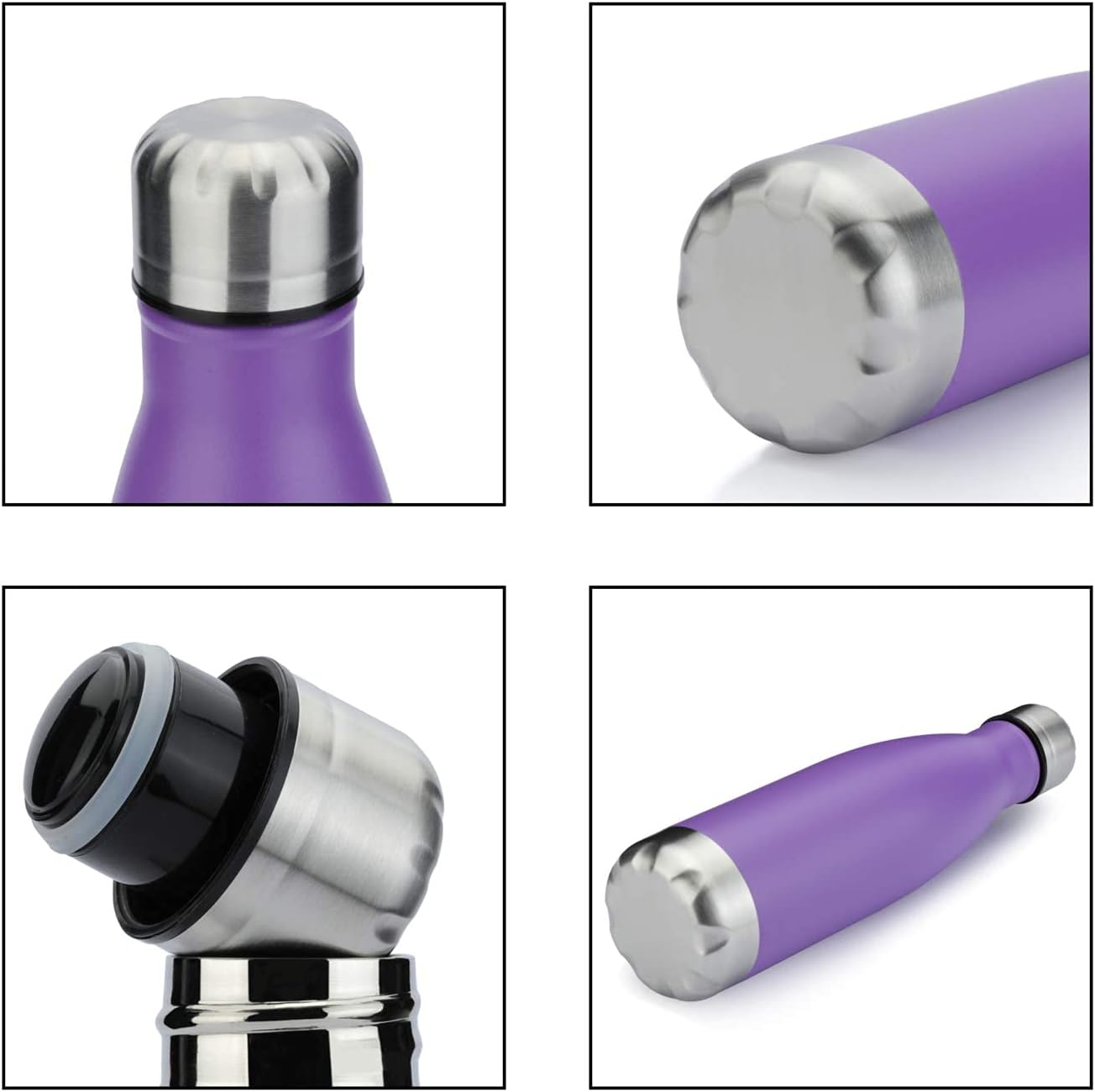 MEWAY 17oz Sport Water Bottle 12 Pack Vacuum Insulated Stainless Steel Leak-Proof Double Wall Cola Shape Water Bottle,Keep Drinks Hot & Cold (Purple,12 Pack)